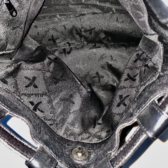 Vintage Paloma Picasso Black Leather Crossbody Drawstring Bucket Bag Italy EUC - Picture 10 of 16